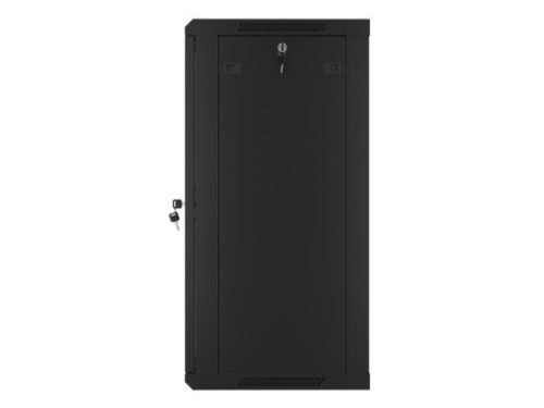 Lanberg WF01-6418-10B 19" 18U SZÉL:600mm MÉLY:450mm MAG:907mm lapraszerelt üvegajtós fekete fali rack szekrény
