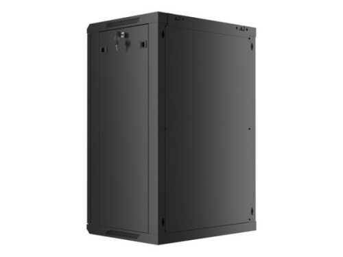 Lanberg WF01-6418-10B 19" 18U SZÉL:600mm MÉLY:450mm MAG:907mm lapraszerelt üvegajtós fekete fali rack szekrény