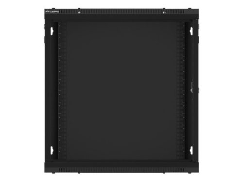 Lanberg WF01-6612-10B 19" 12U SZÉL:600mm MÉLY:600mm MAG:640mm lapraszerelt üvegajtós fekete fali rack szekrény