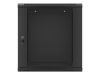 Lanberg WF01-6612-10B 19" 12U SZÉL:600mm MÉLY:600mm MAG:640mm lapraszerelt üvegajtós fekete fali rack szekrény