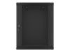 Lanberg WF01-6615-10B 19" 15U SZÉL:600mm MÉLY:600mm MAG:774mm lapraszerelt üvegajtós fekete fali rack szekrény