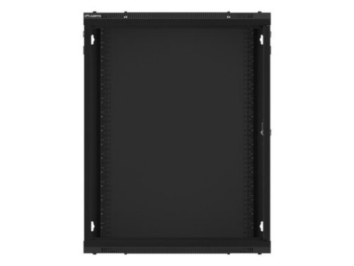 Lanberg WF01-6615-10B 19" 15U SZÉL:600mm MÉLY:600mm MAG:774mm lapraszerelt üvegajtós fekete fali rack szekrény
