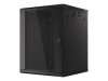 Lanberg WF01-6615-10B 19" 15U SZÉL:600mm MÉLY:600mm MAG:774mm lapraszerelt üvegajtós fekete fali rack szekrény