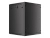Lanberg WF01-6615-10B 19" 15U SZÉL:600mm MÉLY:600mm MAG:774mm lapraszerelt üvegajtós fekete fali rack szekrény