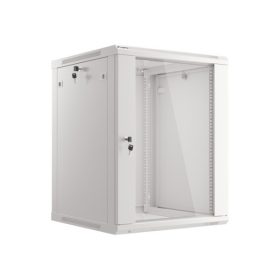   Lanberg WF01-6615-10S 19" 15U SZÉL:600mm MÉLY:600mm MAG:774mm lapraszerelt üvegajtós szürke fali rack szekrény