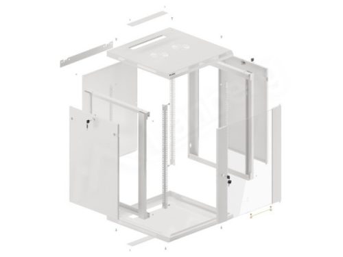 Lanberg WF01-6615-10S 19" 15U SZÉL:600mm MÉLY:600mm MAG:774mm lapraszerelt üvegajtós szürke fali rack szekrény
