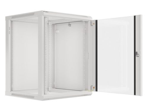 Lanberg WF01-6615-10S 19" 15U SZÉL:600mm MÉLY:600mm MAG:774mm lapraszerelt üvegajtós szürke fali rack szekrény
