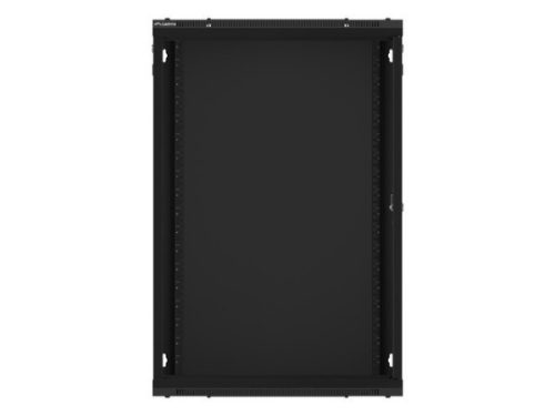Lanberg WF01-6618-10B 19" 18U SZÉL:600mm MÉLY:600mm MAG:907mm lapraszerelt üvegajtós fekete fali rack szekrény
