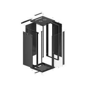   Lanberg WF01-6627-10B 19" 27U SZÉL:600mm MÉLY:600mm MAG:1307mm lapraszerelt üvegajtós fekete fali rack szekrény