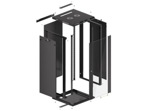 Lanberg WF01-6627-10B 19" 27U SZÉL:600mm MÉLY:600mm MAG:1307mm lapraszerelt üvegajtós fekete fali rack szekrény