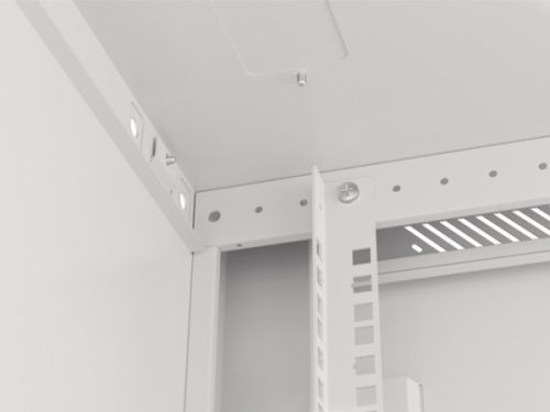 Lanberg WF01-6627-10S 19" 27U SZÉL:600mm MÉLY:600mm MAG:1307mm lapraszerelt üvegajtós szürke fali rack szekrény