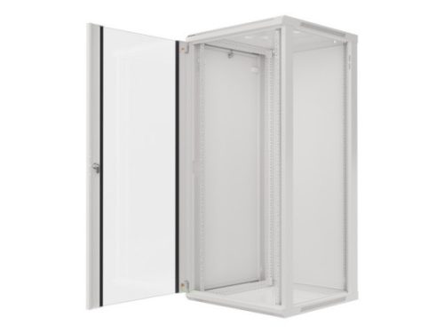 Lanberg WF01-6627-10S 19" 27U SZÉL:600mm MÉLY:600mm MAG:1307mm lapraszerelt üvegajtós szürke fali rack szekrény