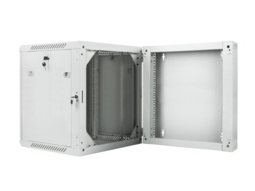 Lanberg WF02-6612-10S 19" 12U SZÉL:600mm MÉLY:600mm MAG:640mm lapraszerelt üvegajtós szürke kétrészes fali rack szekrény