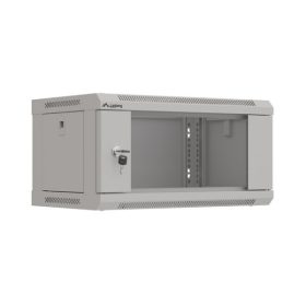   Lanberg WF03-5304-10S 19" 4U SZÉL:540mm MÉLY:350mm MAG:281mm lapraszerelt üvegajtós szürke fali rack szekrény