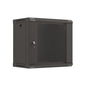   Lanberg WF03-5309-10B 19" 9U SZÉL:540mm MÉLY:350mm MAG:500mm lapraszerelt üvegajtós fekete fali rack szekrény