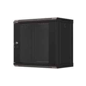   Lanberg WF03-5309-10B 19" 9U SZÉL:540mm MÉLY:350mm MAG:500mm lapraszerelt üvegajtós fekete fali rack szekrény