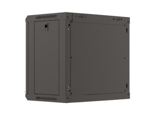 Lanberg WF03-5309-10B 19" 9U SZÉL:540mm MÉLY:350mm MAG:500mm lapraszerelt üvegajtós fekete fali rack szekrény