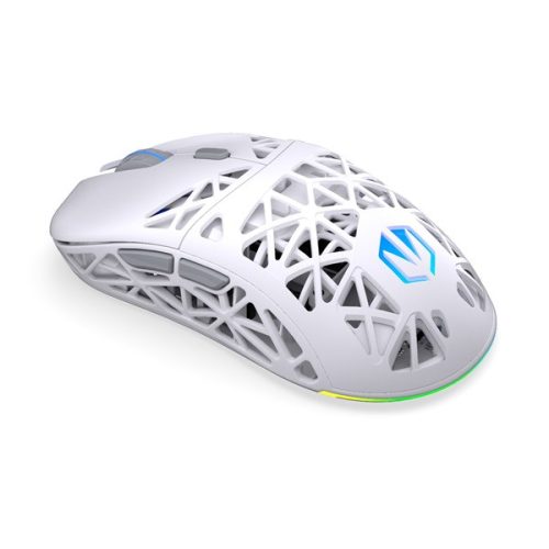 Endorfy Wireless Egér - LIV Plus Onyx White (Honeycomb, 26 000 DPI, ARGB, PixArt PAW3395, optikai, fehér) + dokkoló