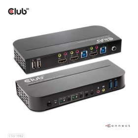   Club 3D KVM Switch - CSV-1382 (Dual HDMI, 4K60Hz, USB, PC KVM funkció, HDR, 3D támogatás)
