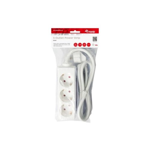 Equip Hálózati Elosztó - 245550 (3 Schuko, Max.: 3500W, 1,5m kábel, fehér)