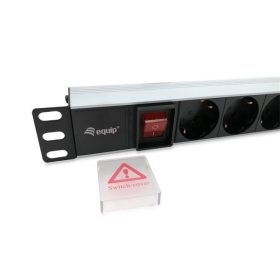   Equip Hálózati Elosztó - 333293 (Schuko, 8 Schuko, Rack 1U, 1,8m kábel, aluminium, fekete)