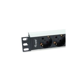   Equip Hálózati Elosztó - 333311 (Schuko, 4x Schuko, Rack 1U, 1,8m kábel, aluminium, fekete)