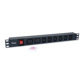   Equip Hálózati Elosztó - 333316 (C20, 6x C13 + 2x C19 , Rack 1U, 1,8m kábel, fekete)