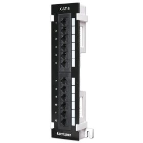   Manhattan Patch panel - Falra szerelhető, CAT6 UTP árnyékolatlan patch panel,  12 portos, 10" 1U, Fekete