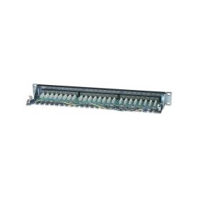   Manhattan Patch panel - CAT6 FTP árnyékolt patch panel, 24 portos, 1U,  Fekete