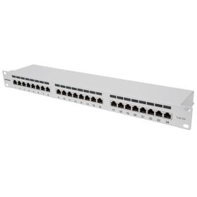   Manhattan Patch panel - CAT6A FTP árnyékolt patch panel, 24 portos, 1U,  Szürke