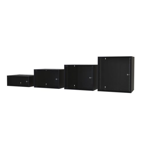 S-Link Rackszekrény - 12U 19" fali kivitel (540x530x400mm, ablakos, Flatpack, Fekete)
