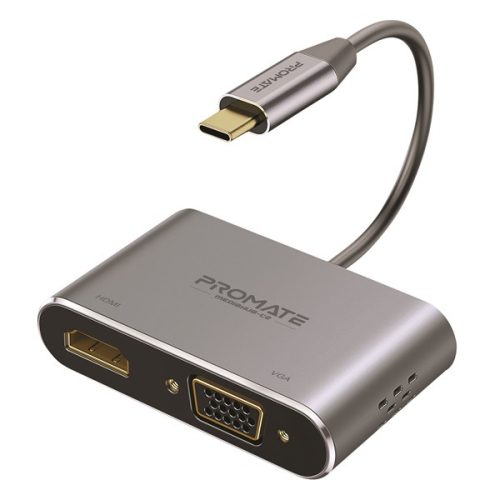 Promate Átalakító - MEDIALINK C2 (USB-C adapter, 1x4K HDMI, 1xVGA, szürke)