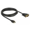 Delock Átalakító Kábel - 85654 (HDMI - DVI (24+1), apa/apa, kétírányú, 2m)