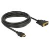 Delock Átalakító Kábel - 85655 (HDMI - DVI (24+1), apa/apa, kétírányú, 3m)