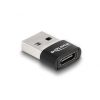 Delock adapter - 60002 (USB2.0, A-típusú USB apa - USB Type-C anya, Fekete)