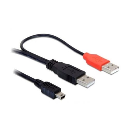 Delock Kábel - 82447 (2x USB-A 2.0 -> USB Mini 5 pin, apa/apa, 1m)