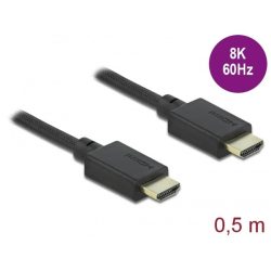 Delock Kábel - 85386 (HDMI apa-apa, Ultra nagy sebességű HDMI kábel 48 Gbps, 8K 60 Hz, 0,5 m)