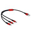 Delock Kábel - 85891 (USB2.0 - microUSB, Lightning, USB Type-C töltő kábel készlet, fekete, 30cm)