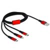 Delock Kábel - 85892 (USB2.0 - microUSB, Lightning, USB Type-C töltő kábel készlet, fekete, 1m)