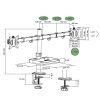 Advance Monitor Asztali konzol - XTENDMOUNTS Dual (17-32", Max.: 2x9kg, dönthető, forgatható, fekete)