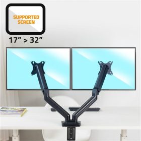   Advance Monitor Asztali konzol - MECAMOUNT Dual (17-32", Max.: 2x9kg, dönthető, forgatható, fekete)