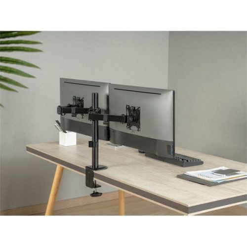 Equip Monitor Asztali konzol - 650157 (13"-32", 2 monitor, dönthető, forgatható, állítható magasság, Max.:2x9kg, fekete)