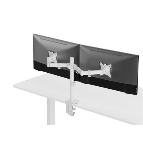 Equip Monitor Asztali konzol - 650167 (17"-32", 2 monitor, dönthető, forgatható, állítható magasság, Max.:2x9kg, fehér)