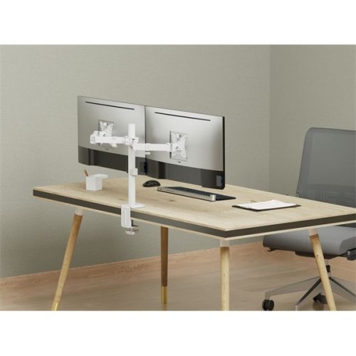 Equip Monitor Asztali konzol - 650167 (17"-32", 2 monitor, dönthető, forgatható, állítható magasság, Max.:2x9kg, fehér)