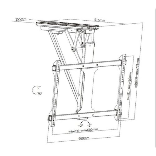 Equip TV Mennyezeti konzol - 650329 (32"-70", motoros, dönthető, Max.: 35kg, fekete)