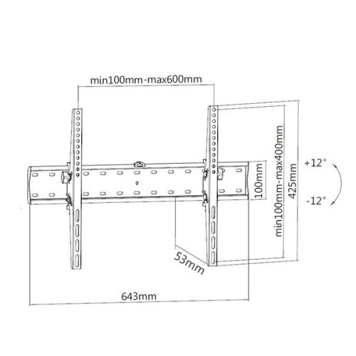 Equip TV Fali konzol - 650332 (37"-70", Max.: 40kg, dönthető, fekete)