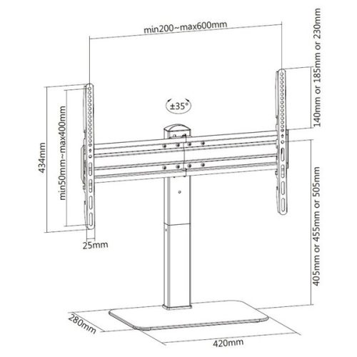 Equip TV/Monitor állvány - 650612 (37"-70", állítható magasság, forgatható, Max.:40kg, fekete)