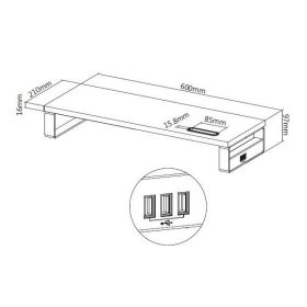   Equip Monitor Asztali állvány - 650881 (3x USB2.0, csúszásmentes, telefontartó, Max.: 15kg, acél, fekete)