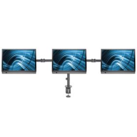   Manhattan asztali állvány -  Dupla karos, 3db monitor részére (max.VESA:75x75, 13"-27"-ig, 7kg, fekete)