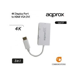APPROX Kábel átalakító - Display Port to HDMI/VGA/DVI 4K